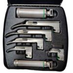 Welch Allyn Fibre Optic Miller Laryngoscope Set-68696,  includes Blades Sizes -0,  -1,  -2,  -3,  -4,  No. 60813 'C' Cell Battery Handle,  No. 60814 'AA' Cell Battery Handle and Case No. 05681-U with LED Lamp