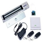 Elock-600-RC EM Lock Acceess Control with Remote c/w 600Lbs EM Lock, Receiver Relay Board,  Remote Transmitter 2,  Push to Exit Button,  Power Adaptor