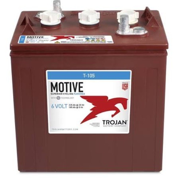 Trojan T-105 6V 225Ah Deep-Cycle Flooded Lead-Acid Golf Cart & Solar Battery